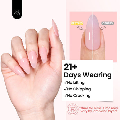 Beetles Hema Free Hard Gel for Nails,2.12 oz 9 in 1 Hard Gel for Nail Extension & Strengthening Broken Nail Repair with Flat Brush 100 Pcs Nail Forms UV LED Lamp Cured Salon Nail Technicians Women