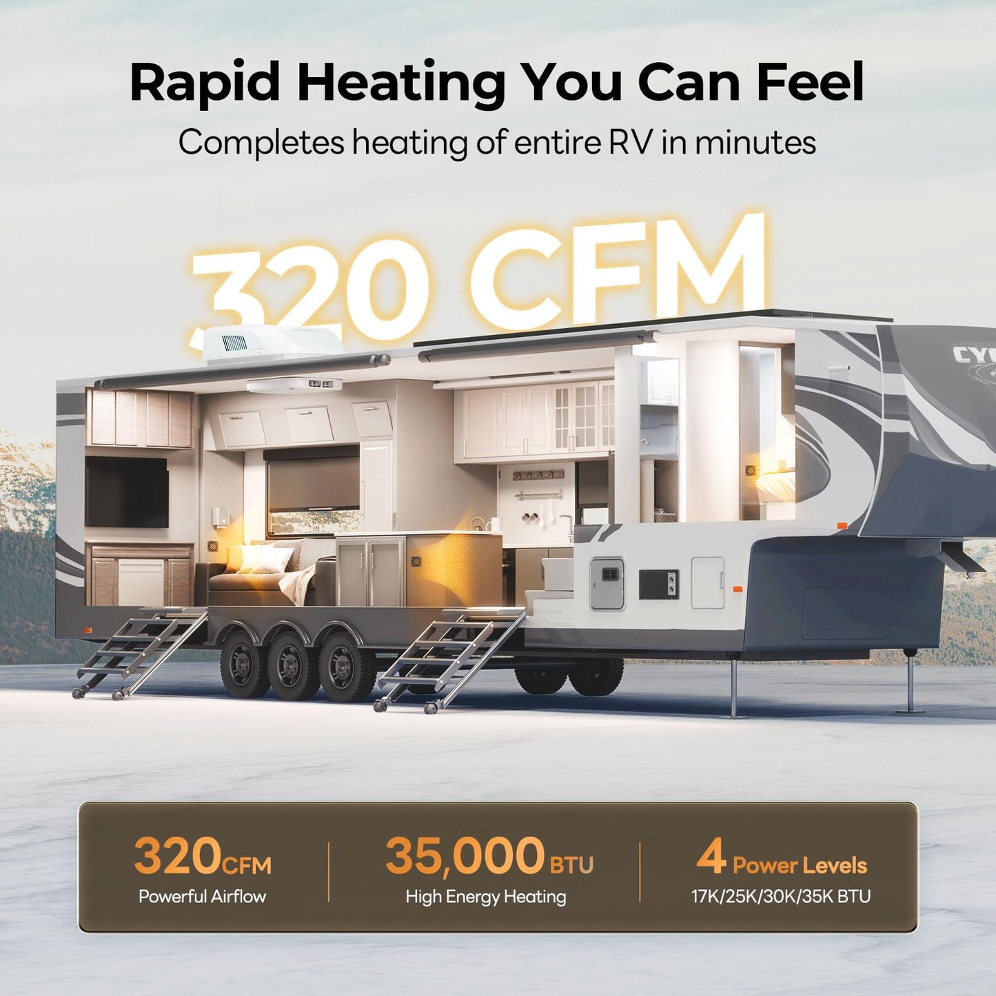 FOGATTI RV Furnace 35,000 BTU High-Capacity - Quiet Thermostat Controlled RV Heater for Motorhome, Camper & Travel Trailer