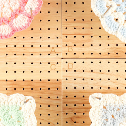 Svartur 4 Pcs (Total 17") Expandable Crochet Blocking Board with Magnetic Interior Edges, 40 Pegs, Large Blocking Boards for Crochet Projects with Pegs, Granny Square Blocking Mat Board