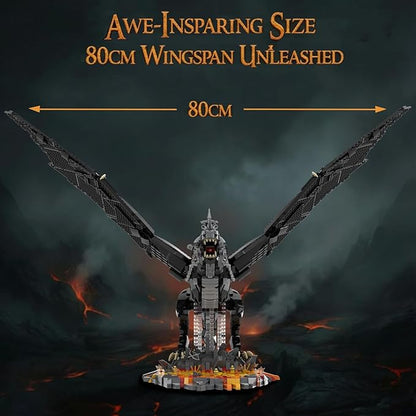 The Rings Dragon Beast Building Set for Adults 80cm Big Dragons with Witch King Figure &amp Display Ideas Movie Cool Classic Home Decor for Collectors (2199 PCS