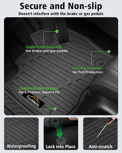 Floor Mats Custom for Ford Edge 2015-2024 2025 2026 ST Titanium SE SEL Sport Trunk Mat with Backrest Mat All Weather TPE Full Set Liners Cargo Protector & Door Sill Guards for Edge 2025 Accessories