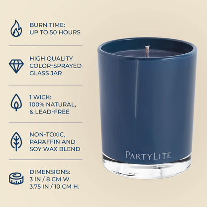 PartyLite Fig Fatale Scented Escential Jar™ Candle, with Notes of Apricot, Green Fig, Peach, Mango, Strawberry and Vanilla, 7.75oz 1-Wick Aromatherapy Reusable Glass Jar, 50 Hour Burn Time