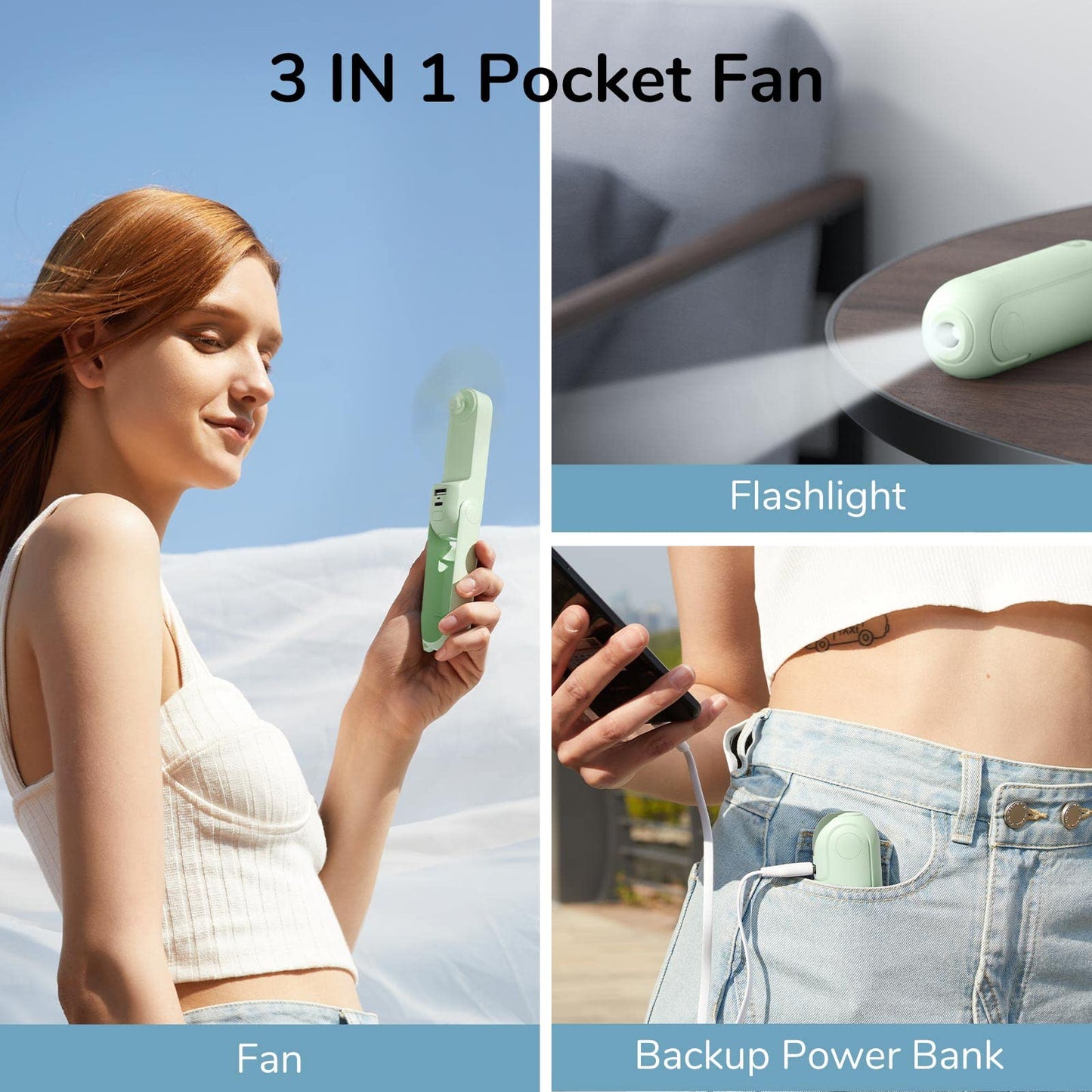 JISULIFE Handheld Mini Fan, Handheld Turbo Fan