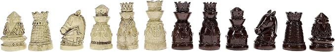 WE Games Medieval Themed Chess Set - Wooden Chess Board with Intricate Polystone Chess Pieces Chess Sets for Adults 15 in.