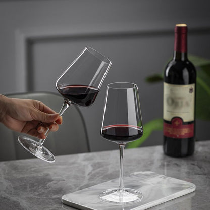 CnSneg Wine Glasses Set of 2, Premium Crystal Wine Glasses 13.5OZ for Red and White, Hand Blown Wine Glass with Long Stem, Thin Rim, Unique Wedding Gift