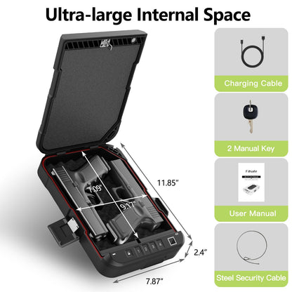 FITSAFE Biometric Handgun Safe - Secure Waterproof Car Small Pistol Case with Fingerprint Lock & Backlit Keypad, TSA Approved Portable Travel Gun Safe, Anti-Theft Compact Design for Home & Outdoor Use