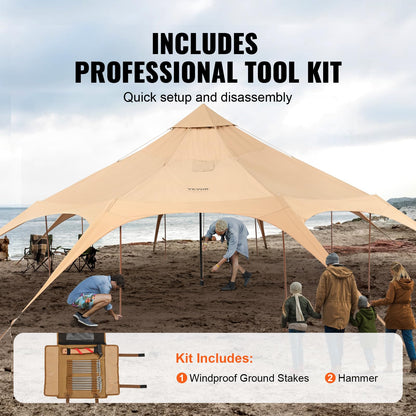 VEVOR Canvas Tent, 4 Seasons 5 m/16.4 ft Bell Tent, for Camping with Stove Jack, Family Camping Outdoor Hunting Party