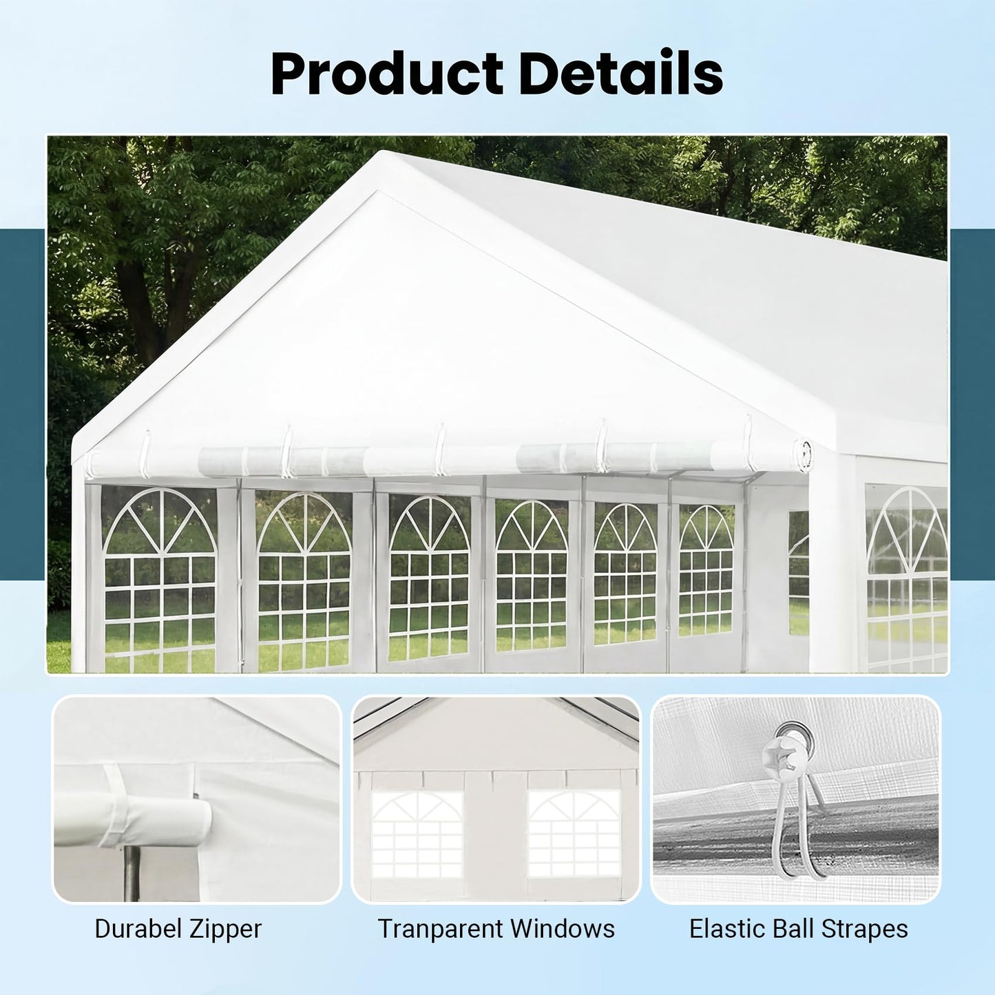 SAILARY Party Tent 20x40Ft Outdoor Canopy Gazebo Heavy Duty Large Event Shelter Carport White for Wedding Parties BBQ