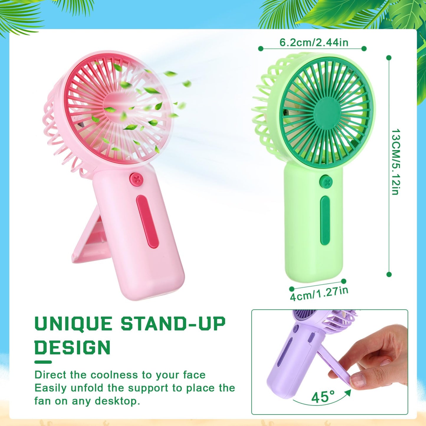 Woanger 60 Pcs Mini Handheld Fan Bulk Small Portable Lash Desk Fan Battery Operated Powerful for Travel Beach Camping (not Included 2 Pcs Aaa Battery)