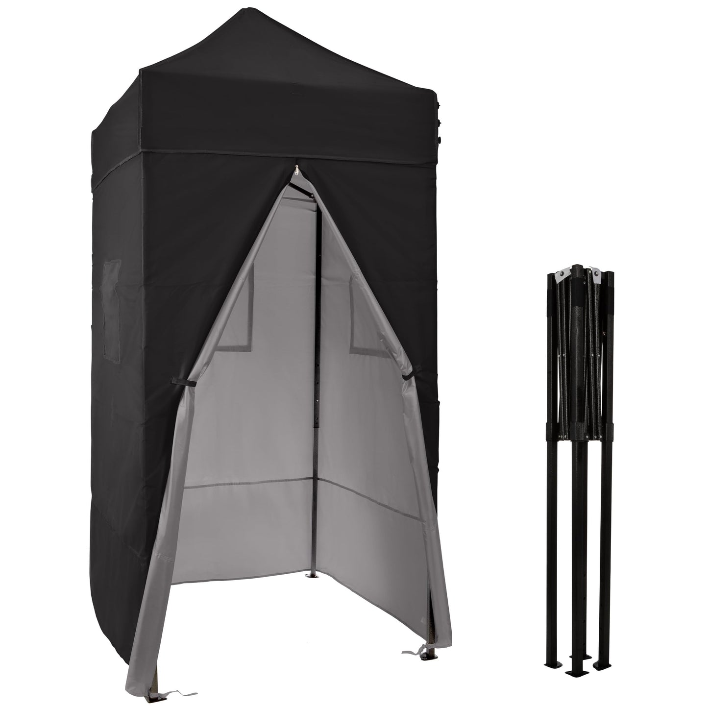 Pop Up Changing Tent - Adjustable 8ft-9ft Height Steel Frame Privacy Tent, Pool Cabana or Portable Changing Room for Camping Toilet or Portable Shower - Camping Essentials by Wakeman Outdoors (Black)