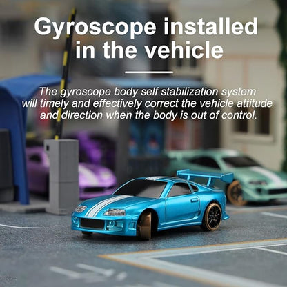 Turbo Racing C63 1:76 Scale Drift RC Car with Gyro Mini Full Proportional RTR 2.4GHZ Remote Control with 2 Replaceable Body Shell(Lake Blue)