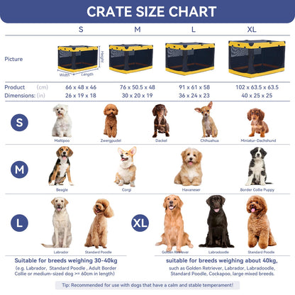 Soft-Sided Dog Crate 40 Inch XL by A4PET, Collapsible Foldable Crate for Large Dogs, Breathable Mesh, Washable Cover, Patented Screw Frame, Travel & Car Safe