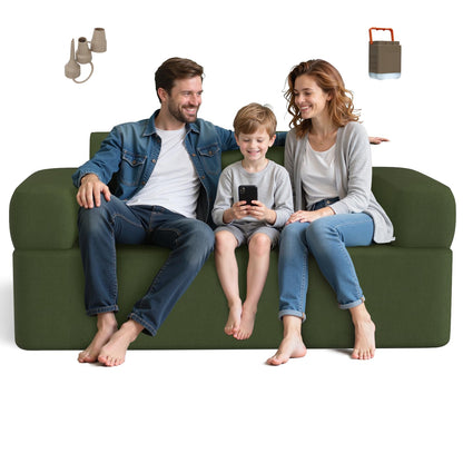 QSRXGSB Double-Layer Inflatable Couch with Built-in Pump - Automatic Air Sofa Chair, Super Tough & Tear-Resistant Fabric for Camping, Outdoor, Travel, Home Use (Portable Luxury Comfort)