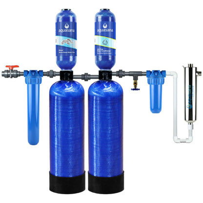 Aquasana Whole House Well Water Filter | 500,000 Gallons | UV, Carbon & KDF | Salt-Free Softener Alternative | Tackles up to 99.99% Chlorine, Bacteria, Viruses, Cysts & Scale | Rhino WH-WELL-CT-UV