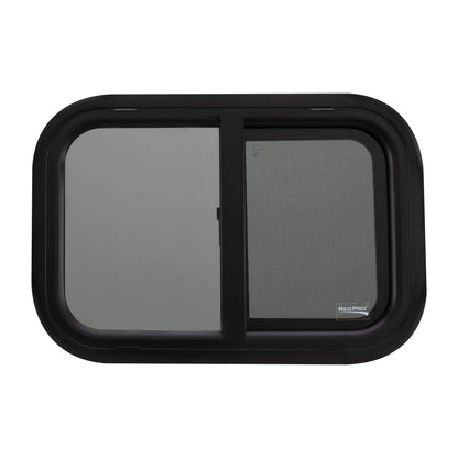 RecPro RV Window Replacement - Teardrop Style, Horizontal Sliding, 21inW x 14inH, Black, Model RP-WIN, Made in USA