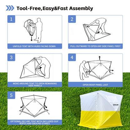 XIXIKANK Pop Up Work Tent Instant Tool-Free Setup Portable Shelter for Outdoor Worksite, Construction, Gardening,Roadside Repairs,Emergency Shelter- Waterproof & UV Resistant Canopy 6ft x 6ft x 6.6ft
