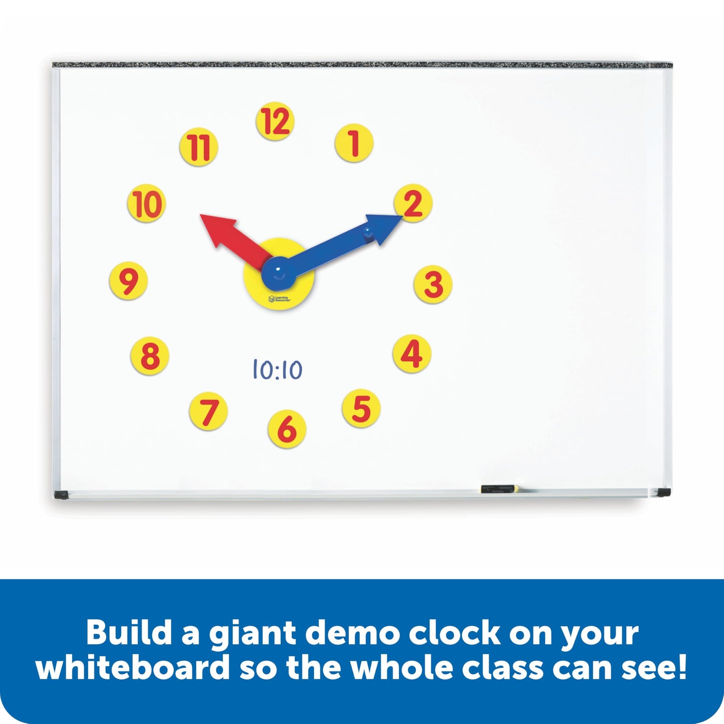 Learning Resources Magnetic Time Activity Set, Homeschool, Time Telling, Basic Math Skills, Giant Demo Clock, Whiteboard Accessories, Grades K+