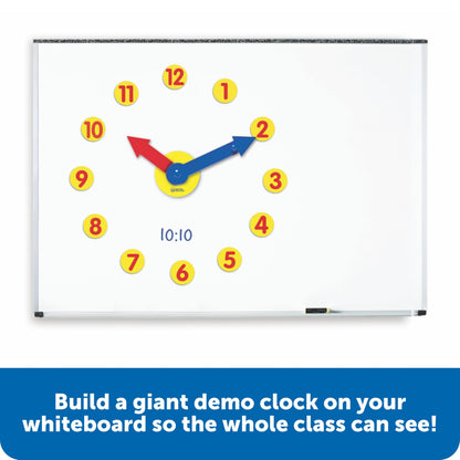 Learning Resources Magnetic Time Activity Set, Homeschool, Time Telling, Basic Math Skills, Giant Demo Clock, Whiteboard Accessories, Grades K+