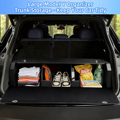 CarCrate Car Trunk Organizer, Waterproof SUV Organizer Trunk Storage with Lid & Handle, Extra Large Leather Callapsible Cargo Organizers, Durable Car Storage Box for Ford Jeep (40.5''*11.4''*12.2'')
