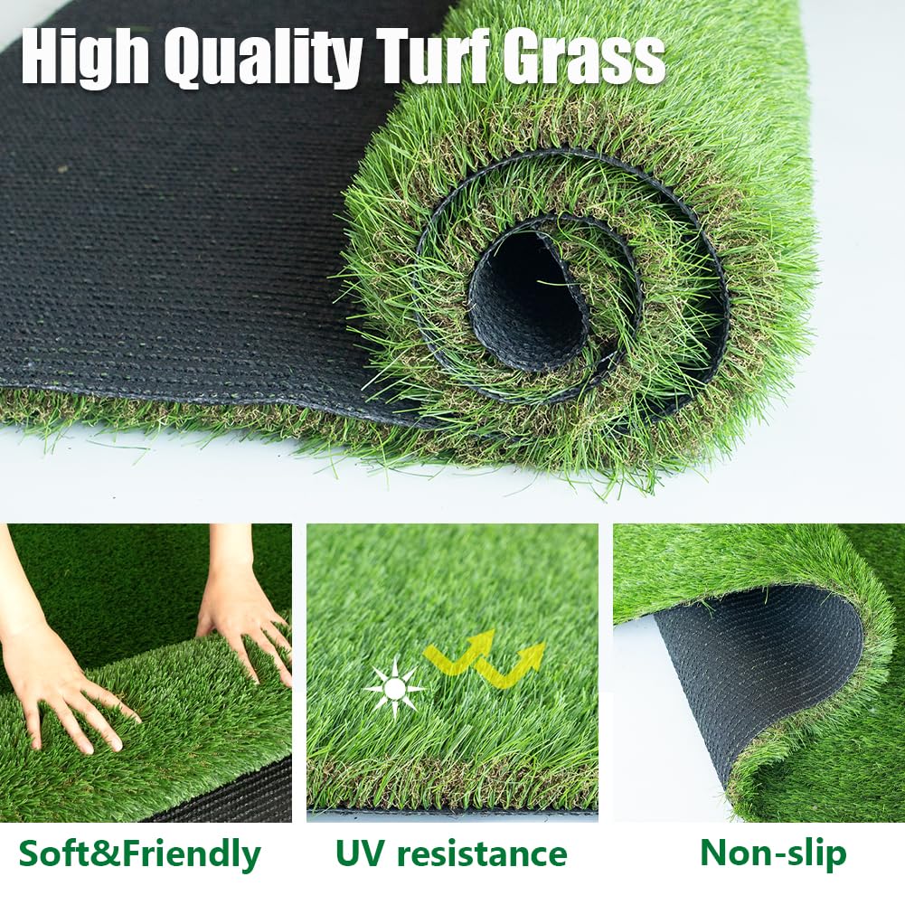 Petgrow Luxurious Artificial Grass 1.77 Inch Pile Height Ultrathick Turf 7 X 15 Feet,Indoor/Outdoor Dog Pee Fake Faux Grass,Synthetic Grass Rug Garden Landscape Patio,Drainage Holes