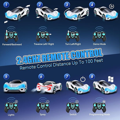 Remote Control CarRC Cars Boys Toys for 6 7 8 9 10 11 12 Year Old 2.4GHz 360° Rotate RC Cars with Cool Lights Music &amp Spray Effects Cool Birthday for Kids &amp Boys 6-12
