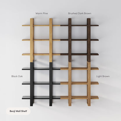Nathan James Floating Wall Book Shelves, 3-Tier Display Shelf, Decorative Modular Shelf in Solid Wood for Bedroom, Nursery, Bathroom or Kitchen, Set of 2