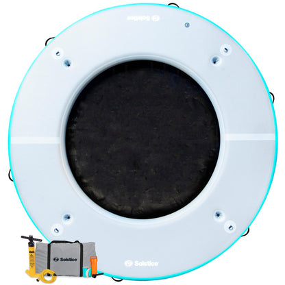 Solstice 10-Person Circular Mesh Inflatable Dock, Floating Water Raft Platform, 10ft - Round Outdoor Ring for Lake, River, Swimming Pool & Beach, Includes w/Carry Bag & Repair Kit