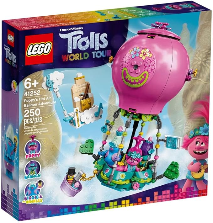 LEGO Trolls World Tour Poppy’s Hot Air Balloon Adventure 41252 Building Kit an Ideal for Creative Play (250 Pieces)