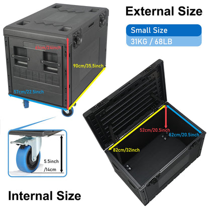 ECGOIOE Cable Trunk Road Case with Wheels 35" x 22" x 24" Professional Stackable Heavy Duty ATA Rolling Road Case for DJ Equipment Storage Transport Touring with Casters