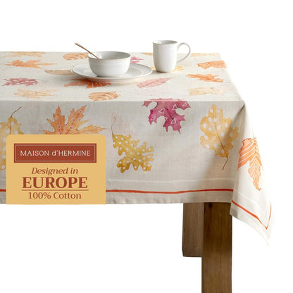 Maison d' Hermine Table Cloth Rectangle Table 100% Cotton 60 x 90 Inches Fall Tablecloth Reusable Everyday Use for Thanksgiving Christmas Decorations Dining Farmhouse Party (Colours of Autumn)