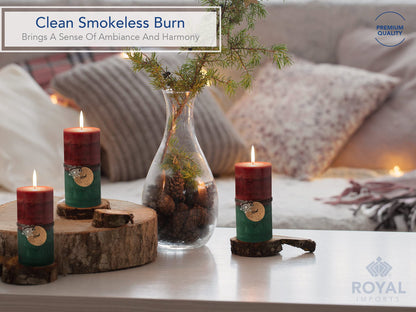 Royal Imports 3" x 6" Pillar Candles for Christmas Holiday Décor, Wedding & Home Decoration, Unscented, Dripless & Smokeless, Set of 6, Red Green Ombre Wax