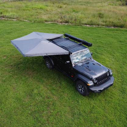 BouPower 270 Passenger Side Awning, Retractable Rooftop Tent for Car, Truck, SUV, Jeep, RV, Van, Overland Awning Cover, Sun Shelter with Light, Waterproof, UV-Proof