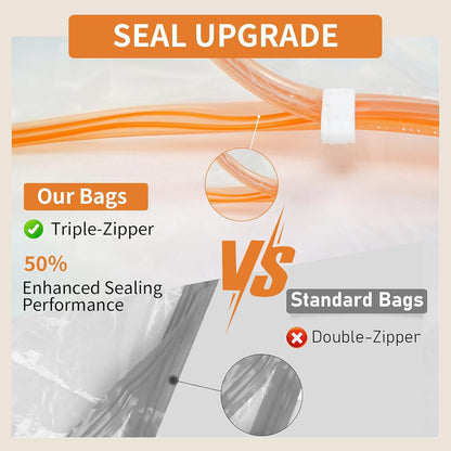 Skiennix Vacuum Storage Bags - 10 Pack with Wireless Rechargeable Pump | Space Saver for Travel & Luggage