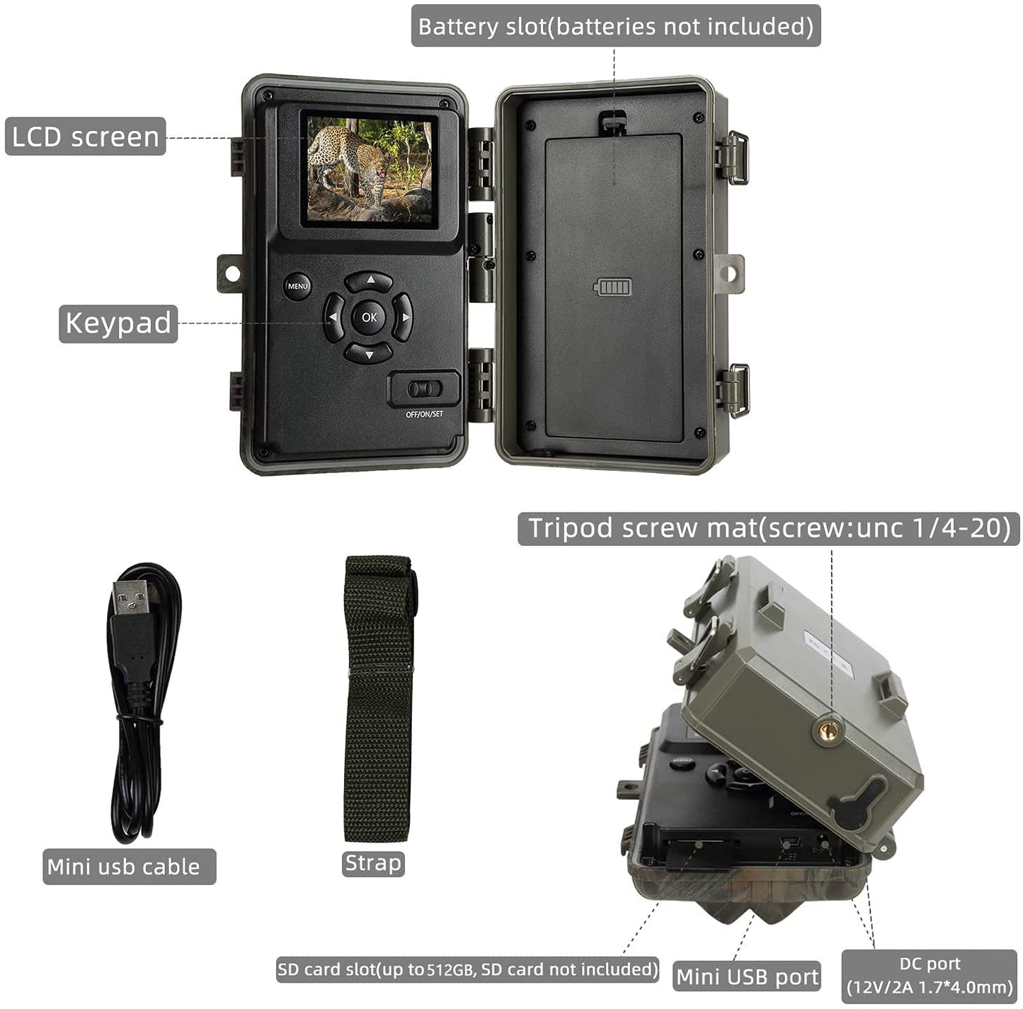 2 Pack Trail & Game Camera, 64MP 1296P Professional Outdoor Cam with 0.1s Trigger Night Vision Motion Activated, IP66 Waterproof 120° Wide Angle for Outdoor Wildlife Monitoring & Yard Security