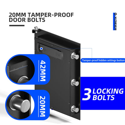 XDeer Biometric Safe Box, Quick-Access Security Safe Box with Upgraded Fingerprint, Steel Handgun Safe Lock Box for Kid/Home/Office/1PCS (1.69 Cubic Feet)
