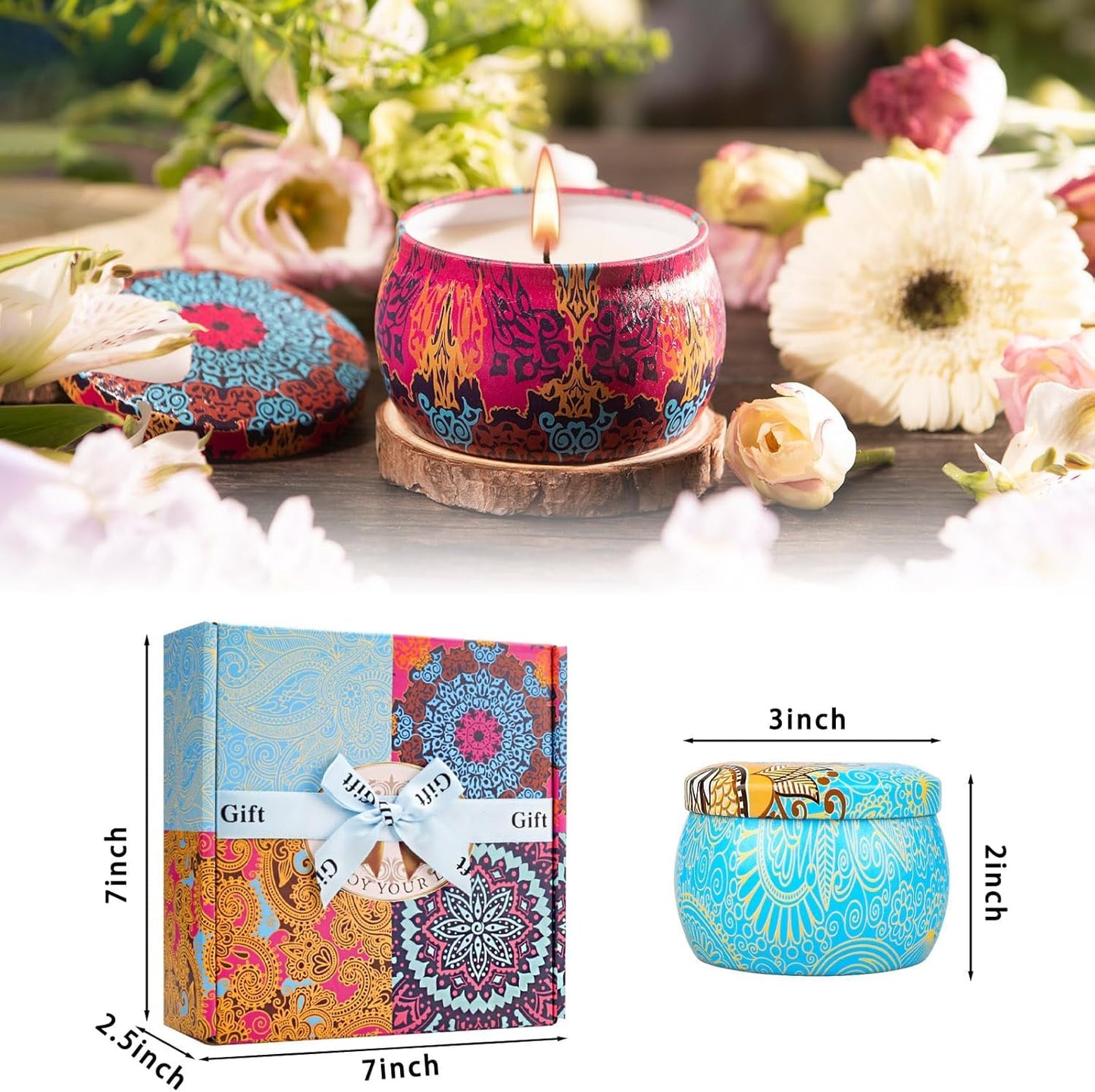 Candle Gift Set for Women, 4 Pack Long Lasting Lavender Scented Soy Candles, Aromatherapy Candles for Home Relaxation, Ideal Gift for Birthday, Thanksgiving, Mother's Day, Valentine's Day