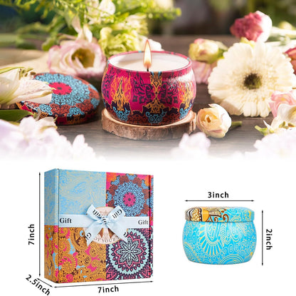 Candle Gift Set for Women, 4 Pack Long Lasting Lavender Scented Soy Candles, Aromatherapy Candles for Home Relaxation, Ideal Gift for Birthday, Thanksgiving, Mother's Day, Valentine's Day