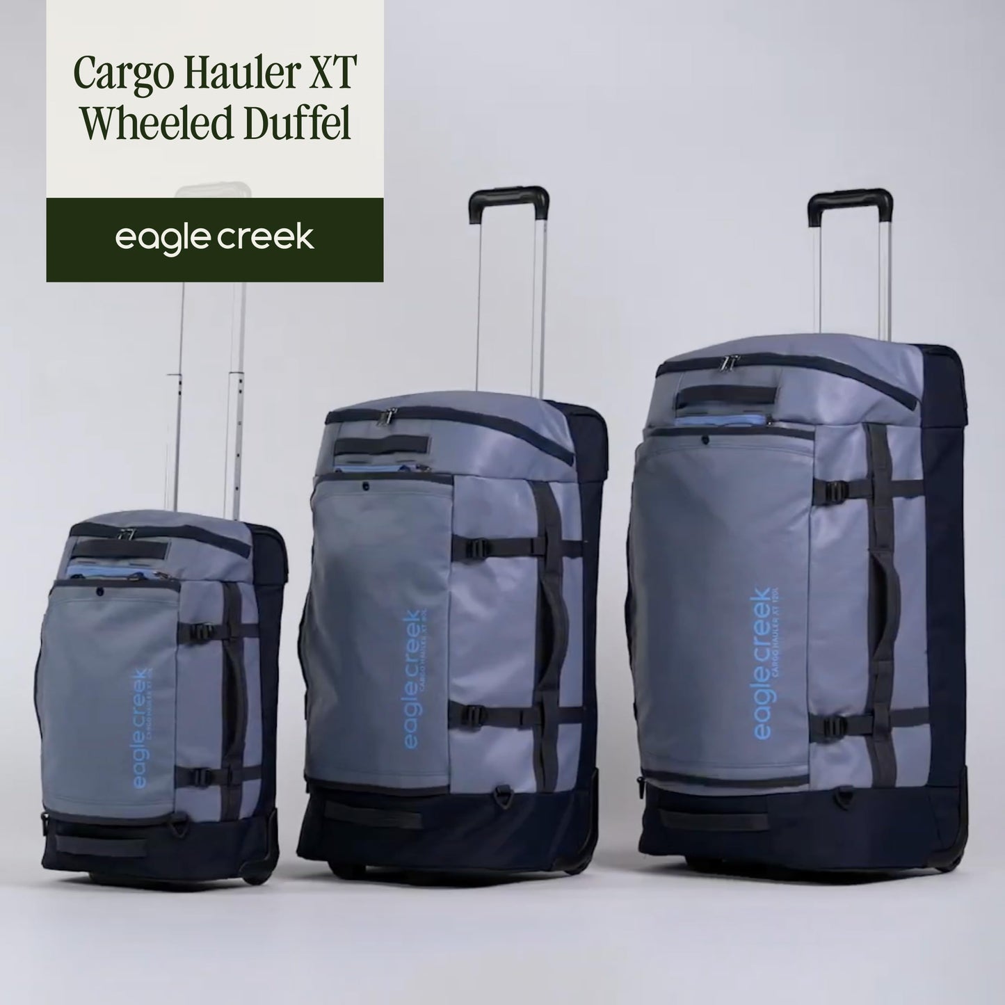 Eagle Creek Cargo Hauler XT Wheeled Duffel - Wheeled Backpack Duffel - Deployable Backpack Straps - Lockable U-Lid & Easy Access Compartment - 32" - Glacier Blue