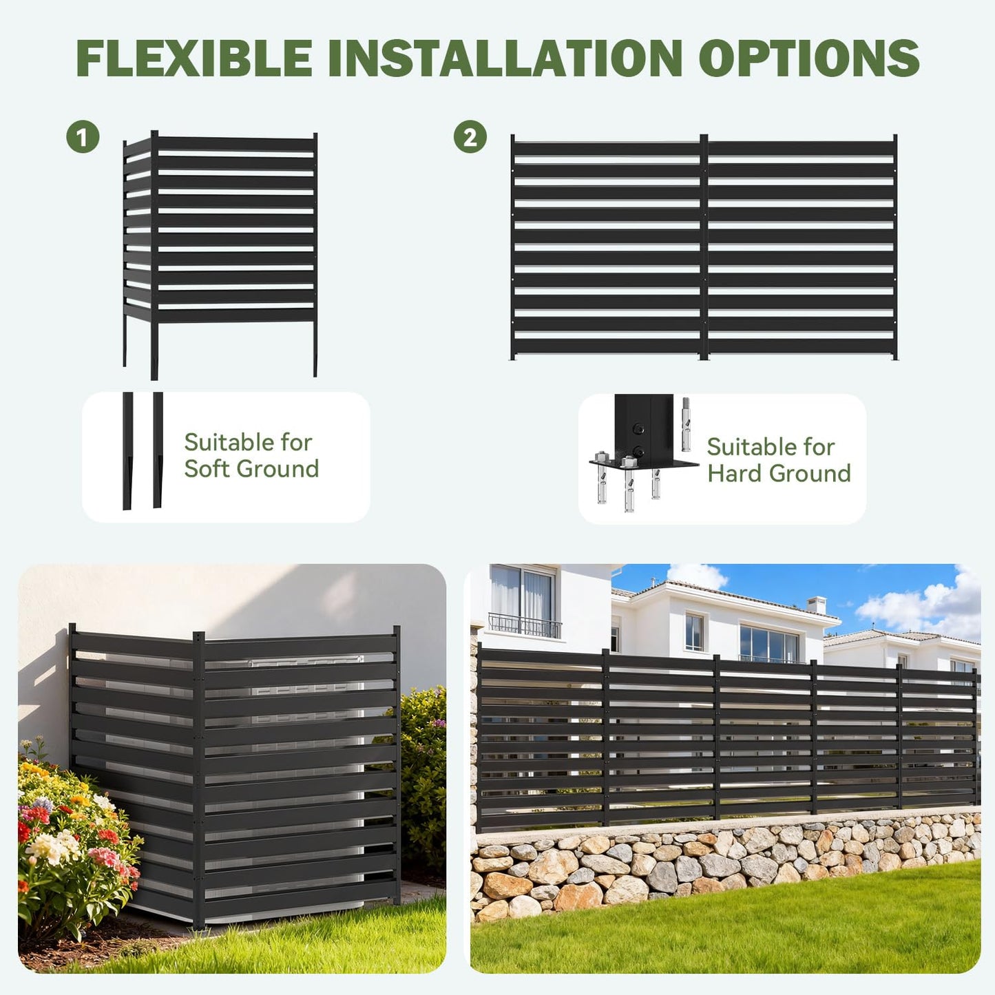 42" H x 38" W (2 Panels) Air Conditioner Fence Screen, Outdoor Privacy Screen Panels, Decorative Garden Fences for Hiding AC Units & Trash Cans, Patio Balcony Garden Decor