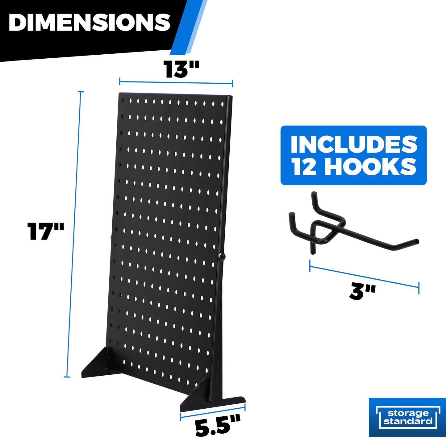 Pegboard Display Stand With 12 Peg Hooks for Retail Craft Shows & Fairs - Metal Product Merchandise Display Rack for Selling Accessories, Display Stands for Boutique, Stores, Vendors & Events