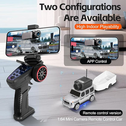 WLtoys Mini RC Car 1:64 Scale FPV RC Drift Car with 720P HD Camera 2.4GHz Transmitter and WiFi App Control with Gyro First Person Perspective Mini Racing Toys for Hobby RC (Black) (Sliver)