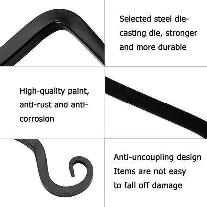 Skiennix Heavy Duty Plant Hangers - 2 Pack Black Metal Wall Hooks for Outdoor & Indoor Use