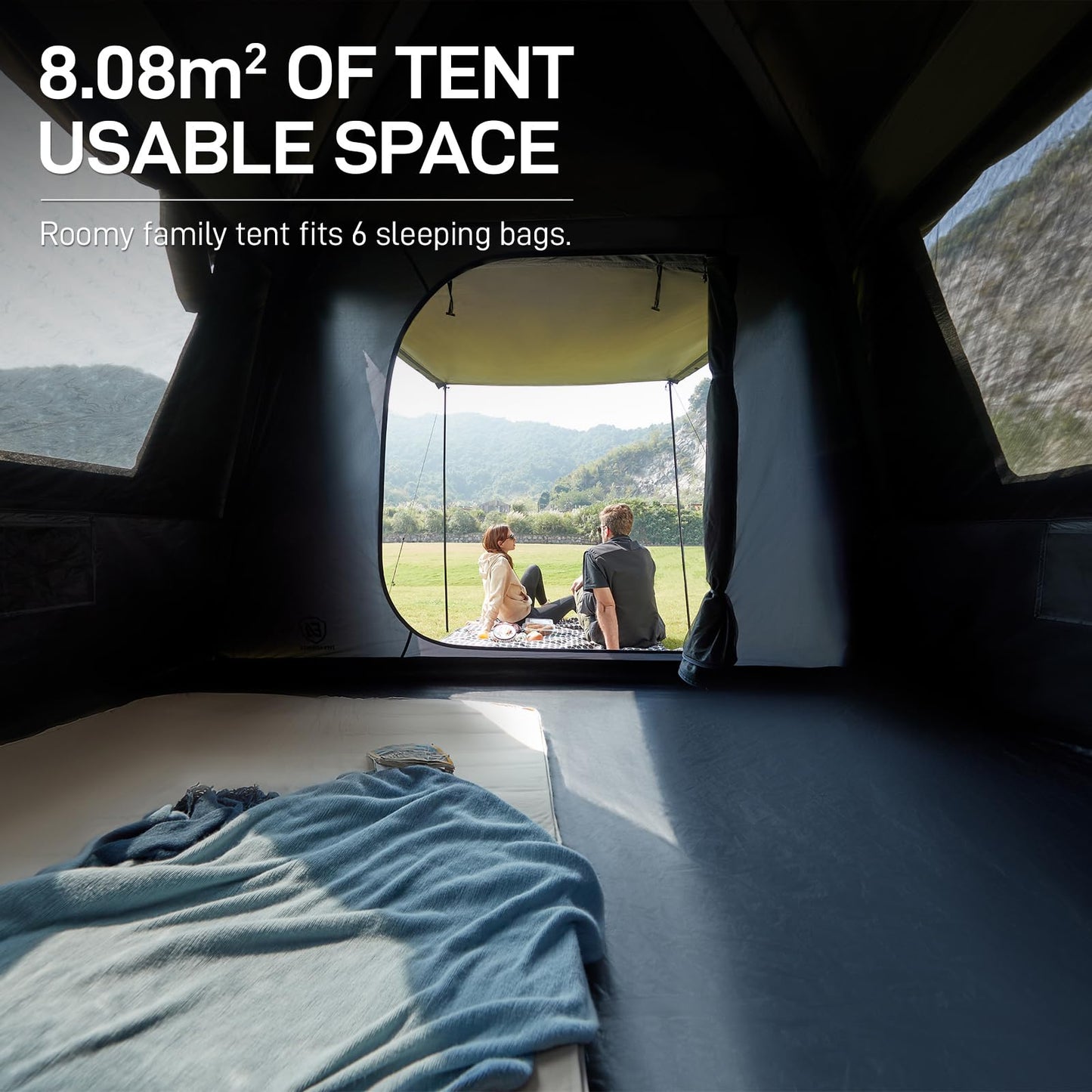 EVER ADVANCED Blackout 6 Person Camping Tent, Instant Cabin Tent for Family with Vestibule and Large Mesh Windows, 60s Easy Setup, Double Layer, Water-Resistant, Orange&Black