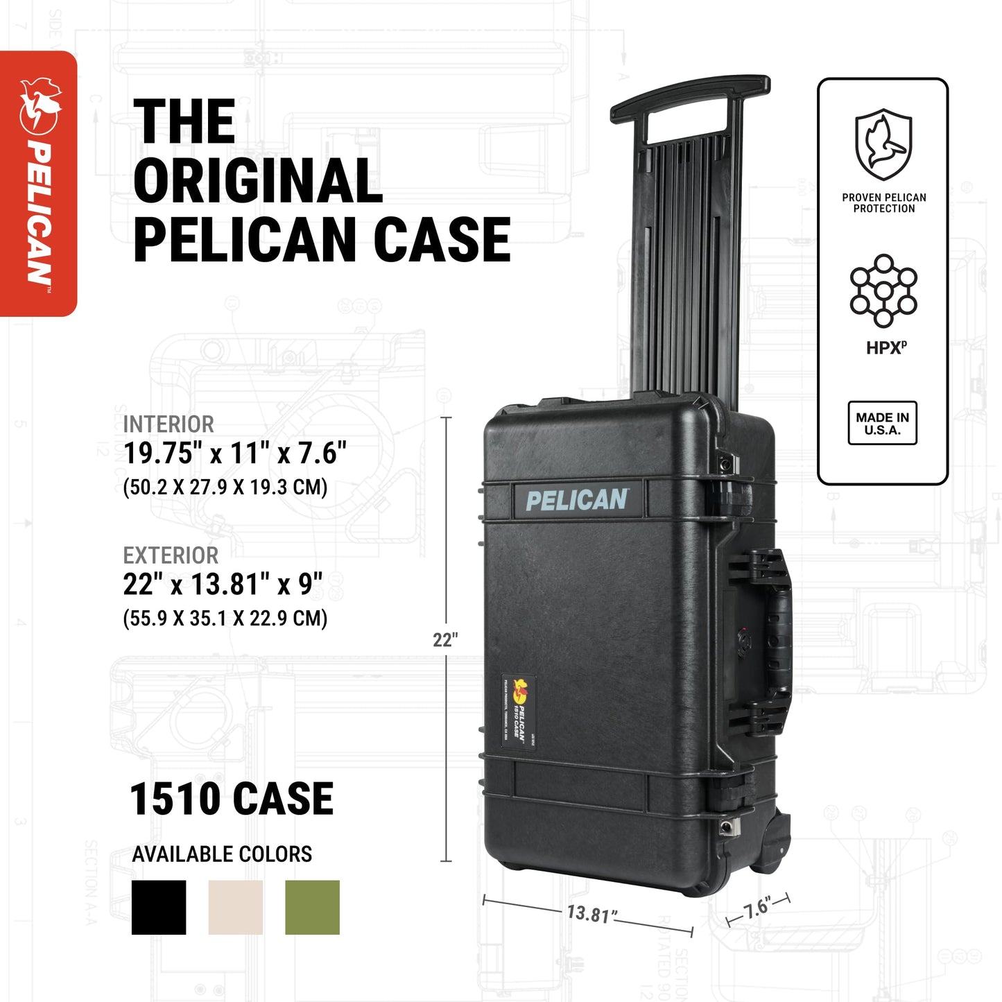 Pelican 1510 Case with Padded Dividers (Black)