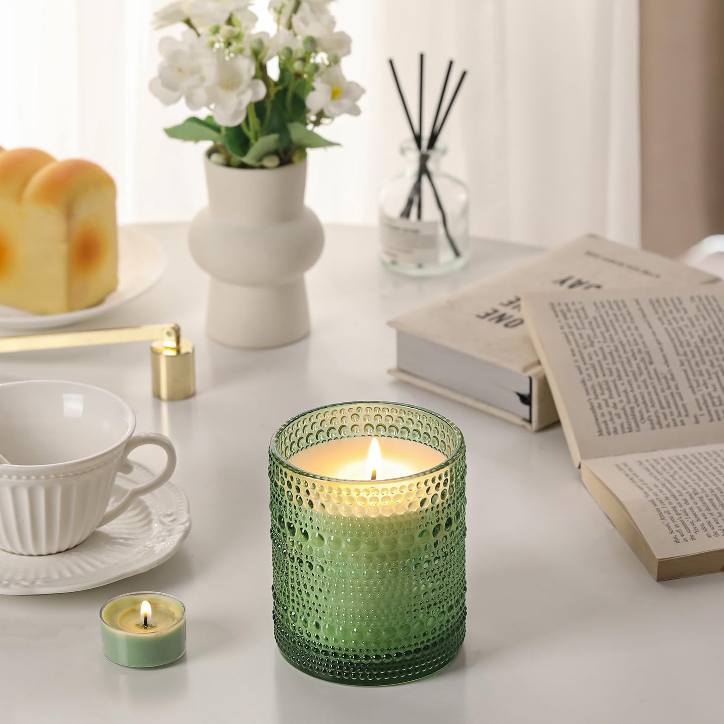 DARJEN Pine& Fir Candles for Home- 10oz 68H Natural Soy Wax Aromatherapy Jar Candle with Strong Scent, Decorative Aesthetic Candles for Odor Elimination, Living Room, Kitchen, Luxury Gift