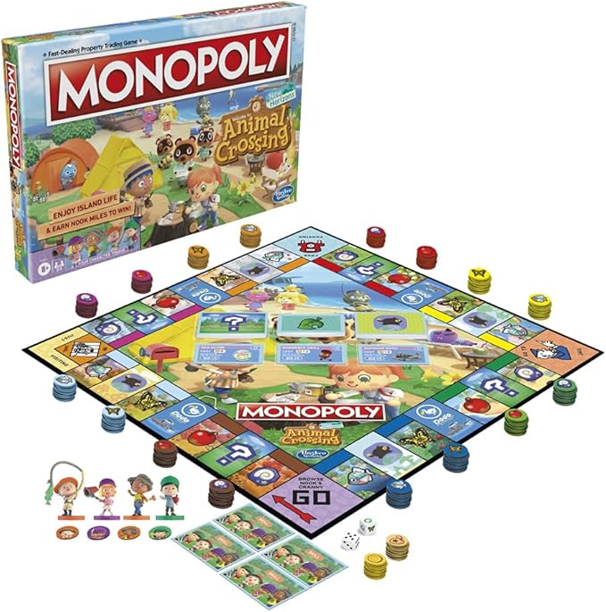 Monopoly Animal Crossing New Horizons Edition Board Game for Kids Ages 8 and Up Fun Game to Play for 2-4 Players Multicolor