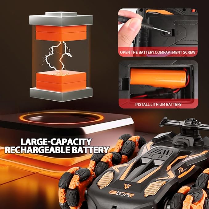 6WD Gesture Sensing RC Stunt Cars 2.4Ghz Remote Control CarsToys Gifts for Kids 8 9 10 11 12 Year Old Boys Girls360° Rotation Drift Car with Light &amp Music DMRC010-O