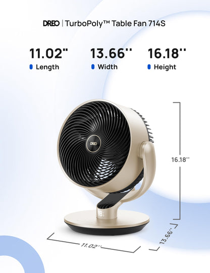 DREO 16''Height 20dB Quiet Smart Fans for Bedroom, DC Room Fan with Remote, 120°+120° Omni-Directional Oscillating Fan, 6 Modes, 9 Speeds, 12H Timer, Alexa/Google/WiFi/Voice Control, Gold