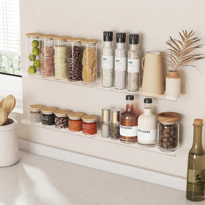 Lifewit Acrylic Floating Shelves - Versatile Wall Organizer for Bathroom & Home Decor | 14" Clear, 6 Pack