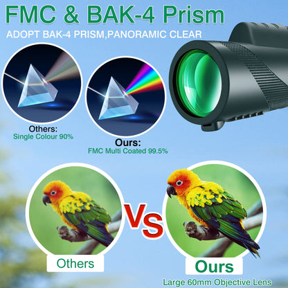 80x100 High-Power Binoculars Two-Piece Set with Phone Mount and Tripod, Featuring BAK4 Prisms and FMC-Coated Lenses Ideal for Hunting,Stargazing,Birdwatching,Wildlife Observation, Camping, and Hiking